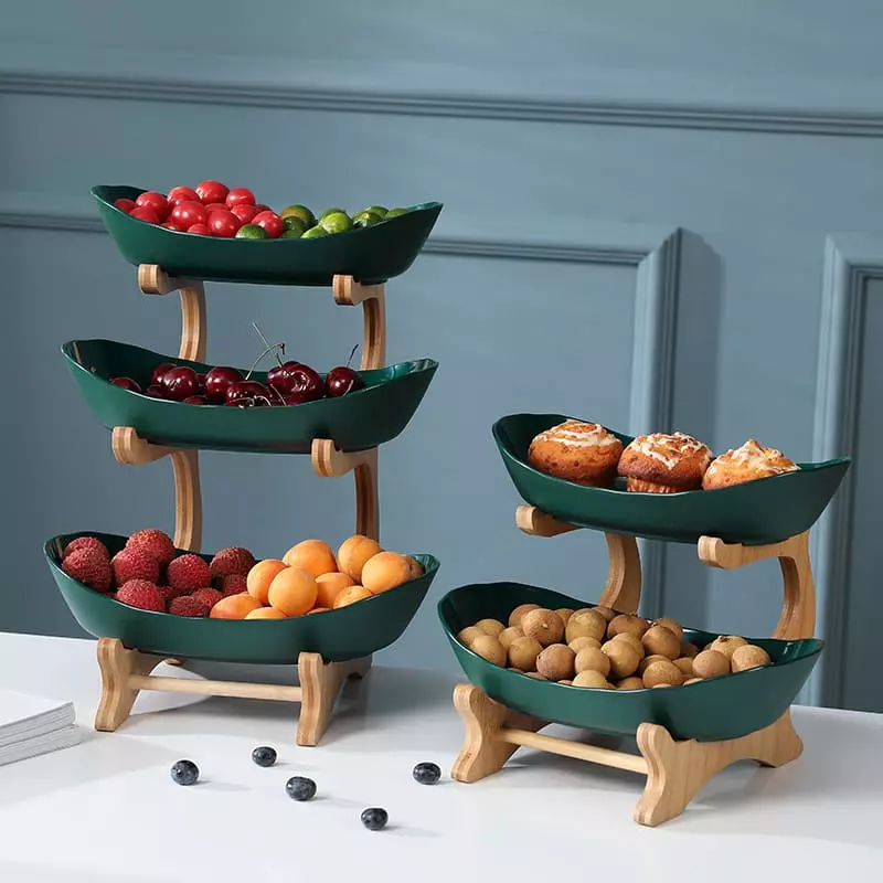 Fruteira de Mesa Cesta de Fruta Bambu 3 Camadas - Imagem 4