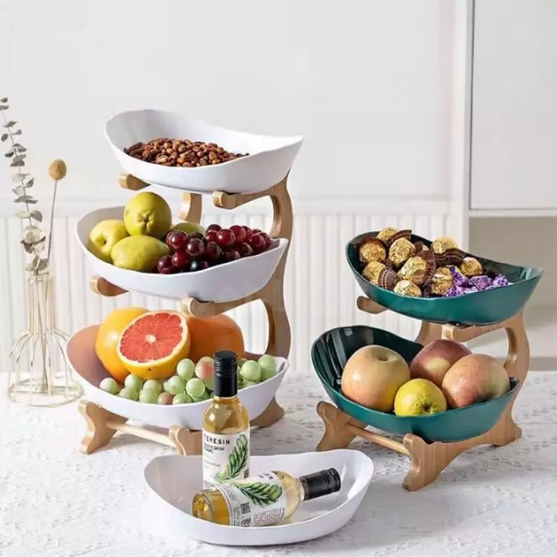 Fruteira de Mesa Cesta de Fruta Bambu 3 Camadas - Imagem 10