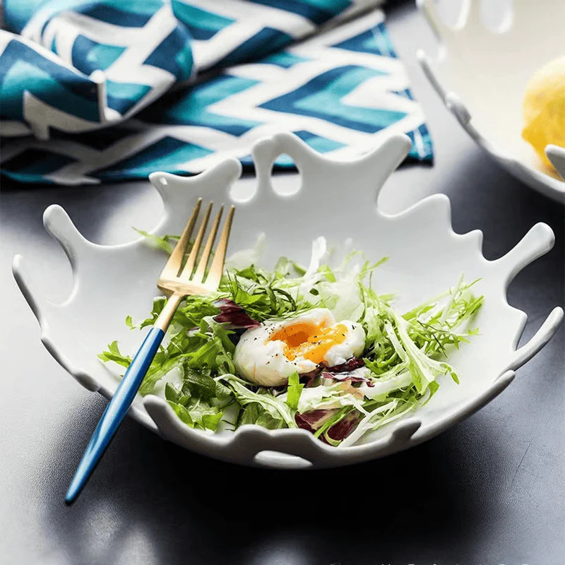 Saladeira Prato de Cerâmica Irregular Mesa Posta - Imagem 4