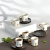 Conjunto de Xícaras de Porcelana com 12 peças - Preto e Dourado