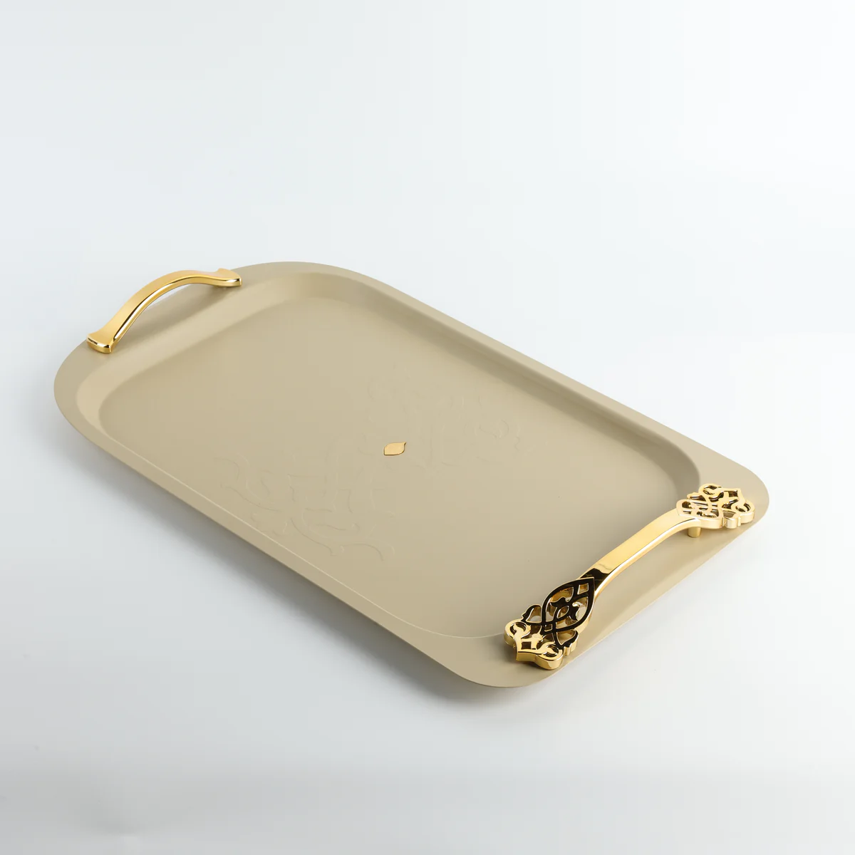 Bandeja Decorativa em Aço Inox - Marfim e Dourado - Imagem 3