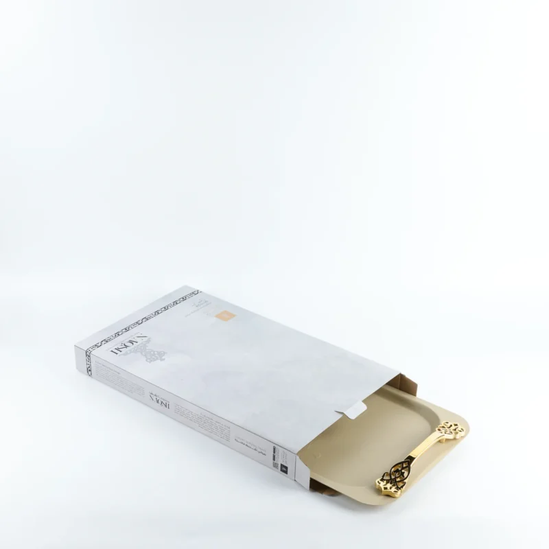 Alternative view of Bandeja Decorativa em Aço Inox - Marfim e Dourado